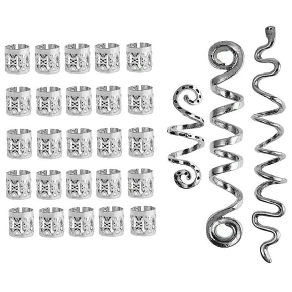 28pcs Dreadlock Accessories Spiral Braids Hair Jewelry Hair Ring Cuffs Hair Charms