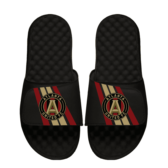 Men's ISlide Black Atlanta United FC Vertical Stripes Slide Sandals
