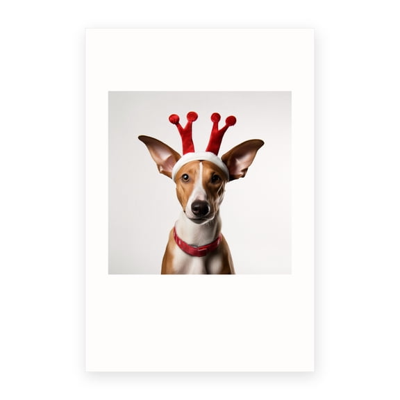 DistinctInk Christmas Greeting Card - Ibizan Hound - 4x6 Blank Inside with Envelopes - Pack of 5
