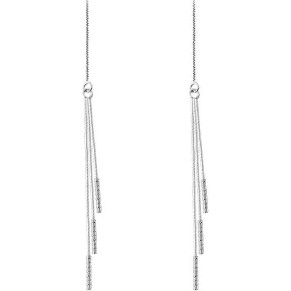 Pure 925 Sterling Premium Silver Dangle Earrings Tassel ideal for Women Elegant Dangling Earrings Chain Threader Earrings[b823]
