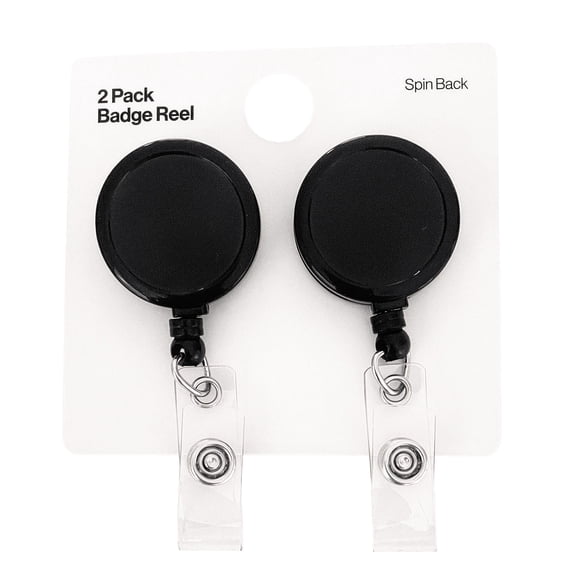 Essentials 2-Pack Badge Reels, Black