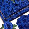 thumbnail image 1 of 50 rosas artificiales de espuma con tallos de hojas, de aspecto real, rosas de imitación para ramos de boda, despedida de soltera, centros de mesa, arreglos para fiestas, decoración, 1 of 4