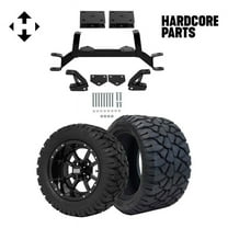 Hardcore Parts 4" Drop Axle Lift Kit for EZGO TXT/PDS (1994.5-2001.5) Gas Golf Cart with 12" Black 'Storm Trooper' Wheels and 20"x10"-12" STINGER On-Road/Off-Road DOT rated All-Terrain tires