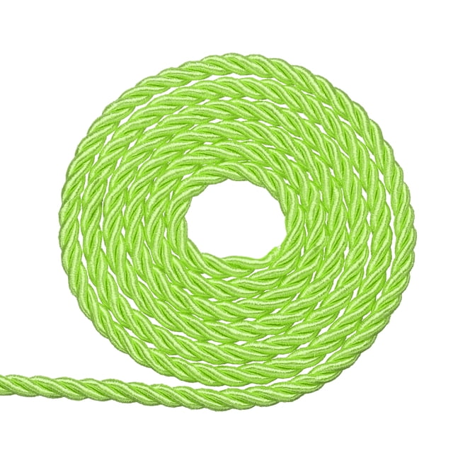 Cordón Retorcido Uxcell, Cuerda de Trim de 3mm/11 Yardas, Cuerda de Soga de Poliéster, Cuerdas de Soga de Seda para Decoración del Hogar, Verde Brillante