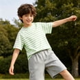 thumbnail image 5 of yillto Kid's Striped Short Sleeve Tshirt Cotton Crew Neck Loose Summer Casual Fashion Shirts for Boys Girls, 5 of 6