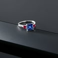 thumbnail image 5 of Gem Stone King 10K White Gold Blue Created Sapphire and Red Created Ruby 3 Stone Engagement Ring for Women | 2.30 Cttw | Cushion 7MM and 3MM (Size 6), 5 of 5