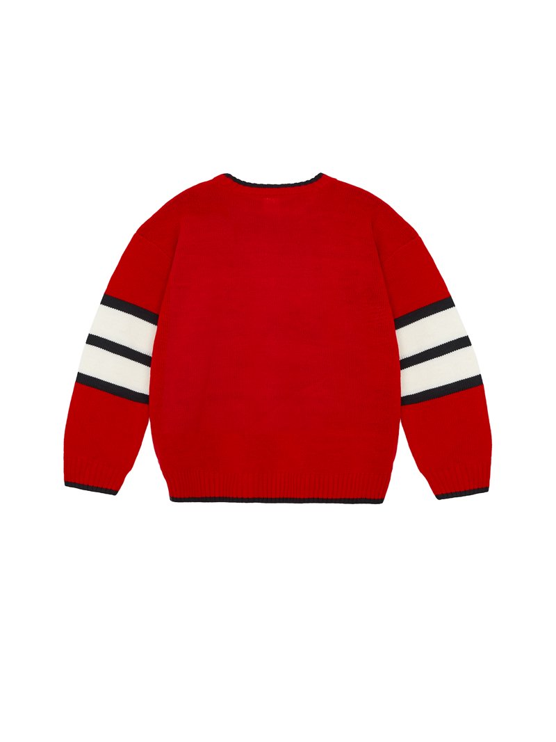 Pull Rouge Best & Co. – Garçon Taille 6, Col Zip, Rayures, Coton, Style Preppy