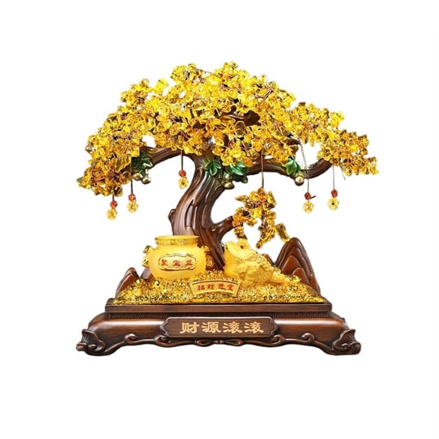 Gold Money Frog Citrine Tree, Crystal Money Tree, Feng Shui Money Tree Bonsai for Tabletop Home Office Shop Ornament Decor Decorations