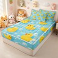thumbnail image 2 of Erosebridal Cute Duck Bubble Print Zipper Twin Comforter Sets with Fitted Sheet and 2 Pillowcases for Girls Boys, Summer Cartoon Theme Zipper Bedding Set, Polkadot Reversible, 4 Pieces, 2 of 7