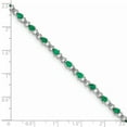 thumbnail image 2 of 925 Sterling Silver Rhodium-plated Emerald and Diamond Bracelet, 2 of 2