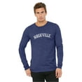 thumbnail image 2 of Daxton Retro Nashville Arch Font Long Sleeves T Shirt Soft Medium Weight Cotton, Heather Navy Tee White Font, XS, 2 of 2