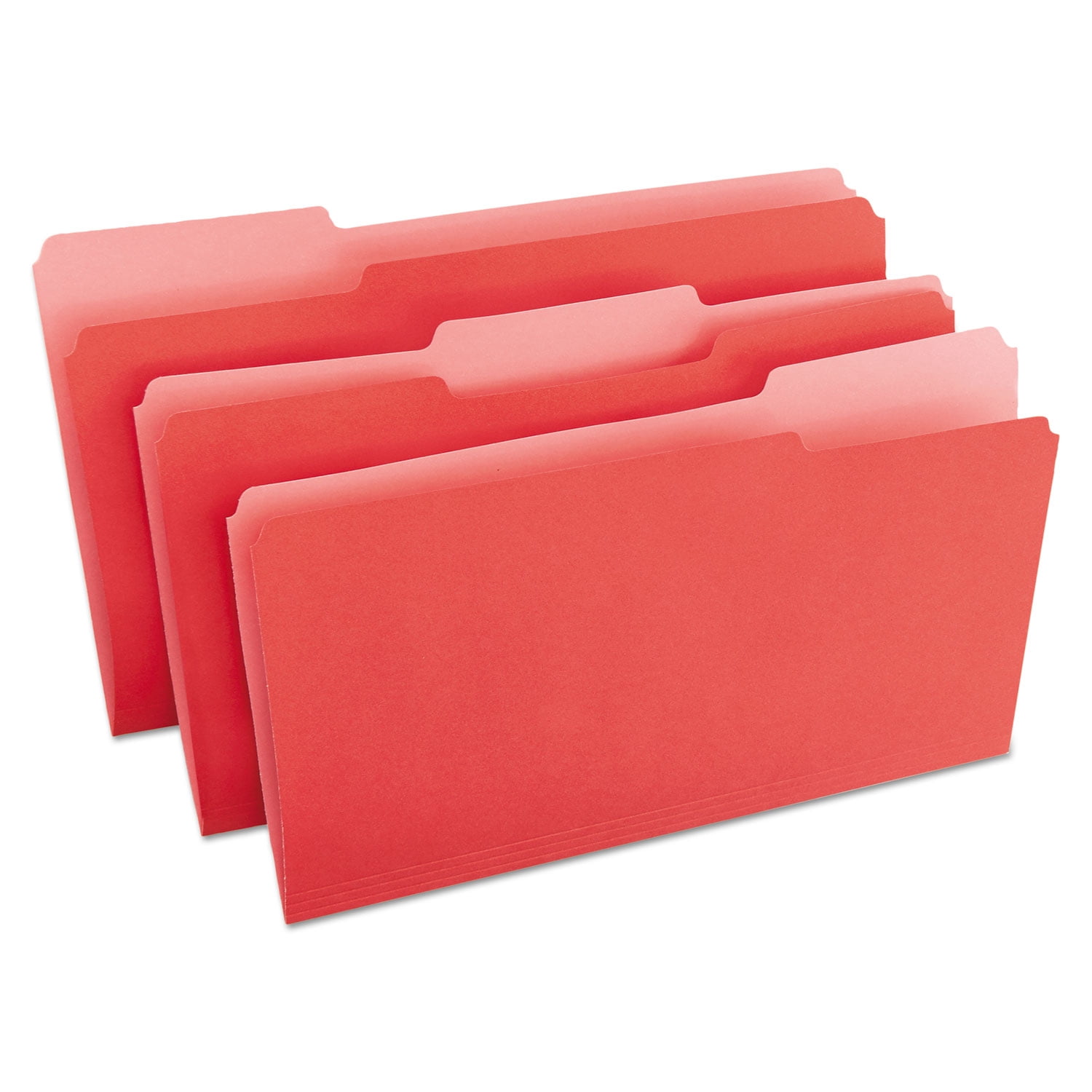 Universal Deluxe Colored Top Tab File Folders, 1/3-Cut Tabs, Legal Size, Red/Light Red, 100/Box (10523)