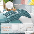 thumbnail image 2 of 3 Piece Abstract Turquoise Moire Duvet Cover Set Full Size,Microfiber Comforter/Quilt Cover with Corner Ties and 2 Pillowcases,Gradient Coastal Ocean Geometric All Season Bedding with Zipper Closure, 2 of 8