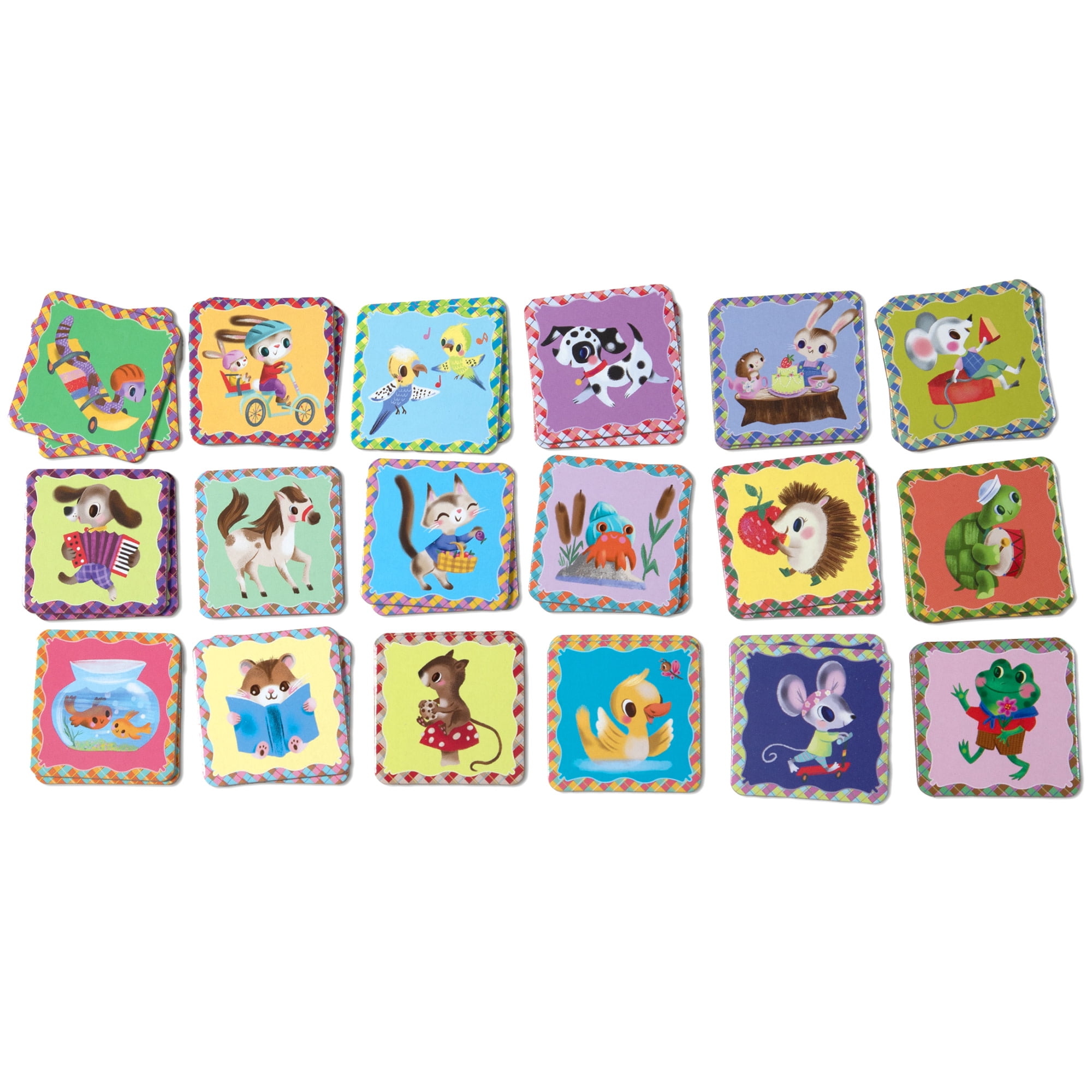 eeBoo Little Pets Memory & Matching Game, Ages 3+ For 1-4 Players - Sharpens Recognition, Concentration & Memory Skills, Includes 36 Tiles, 18 Pairs