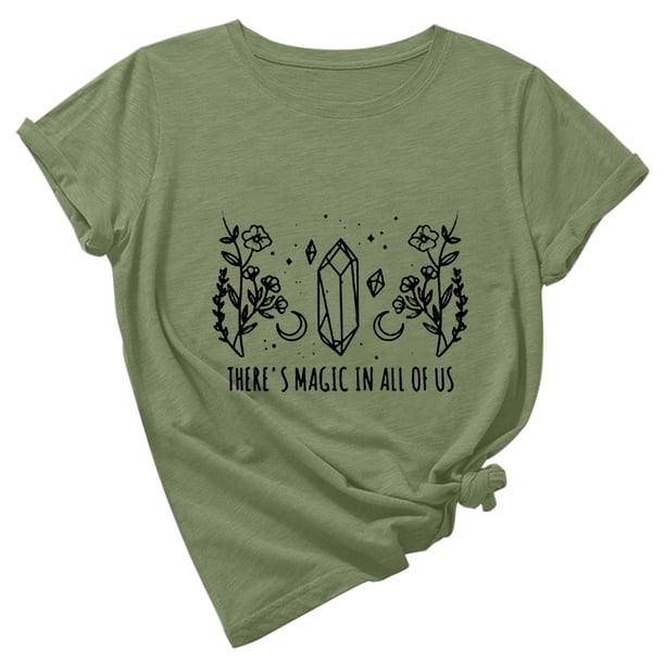 Camiseta de manga corta con cuello redondo y estampado de jersey suelto de verano para mujer Camiseta/camisa de manga corta con cuello redondo Pompotops hfajkhk141809