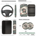 thumbnail image 7 of Binienty Dog Paw Car Seat Covers Front And Rear Boho Floral Car Seat Covers Full Set with Steering Wheel Cover Armrest Cushion Pad Headrest Covers Seatbelt Pads Auto Interior Accessories Set, 7 of 7