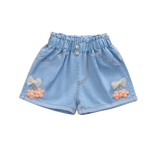 Odeerbi 4-13 Años Niñas Verano Denim Pantalones Cortos Bow Jean Pantalones Cortos Ropa Exterior Casual Vaquero Pantalones Cortos