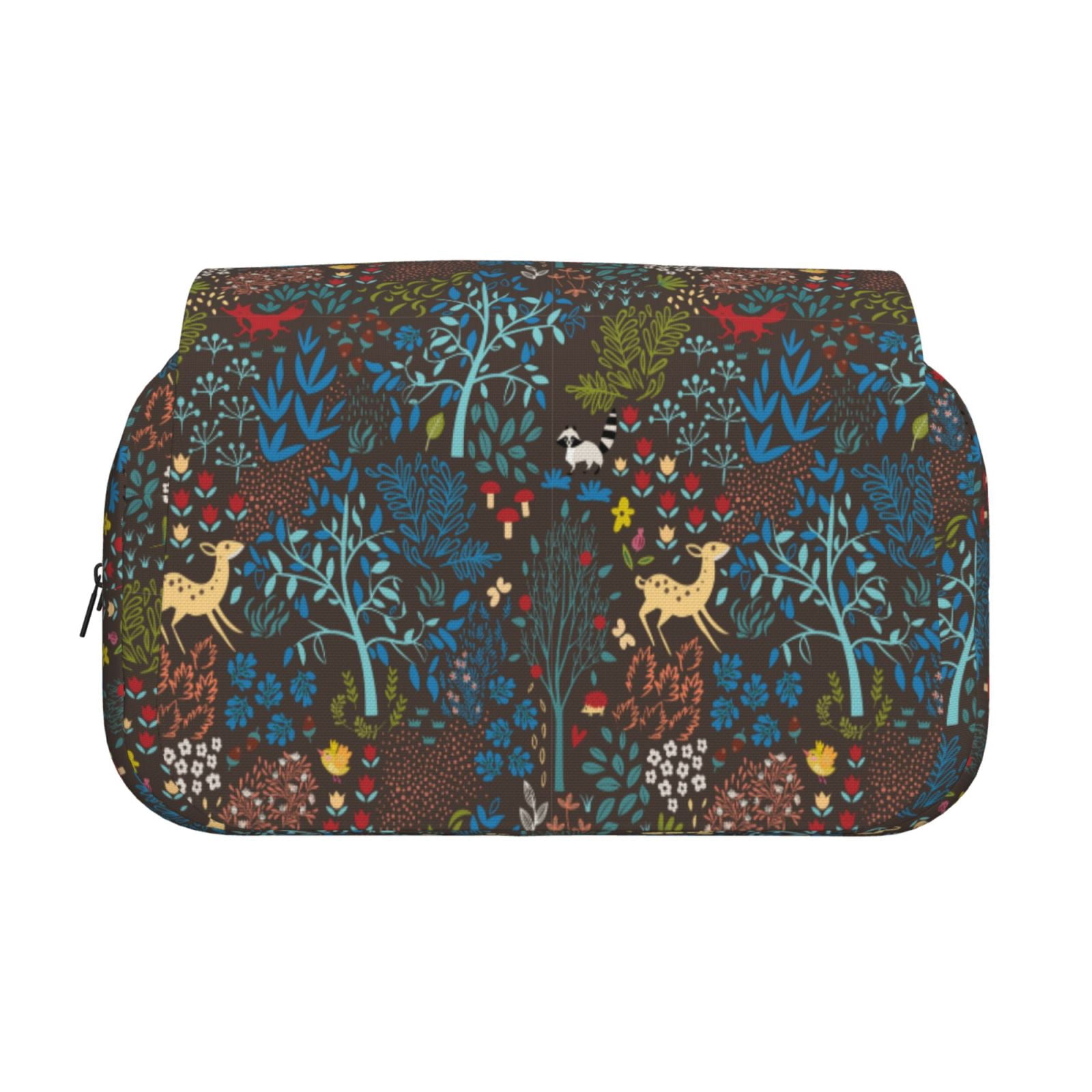 Rateoe Deers In The Forest 1 Pattern Double Clamshell Pen Case, Storage Organizer with Two Zipper Compartments– Holds Up to 50 Pencils & Pens