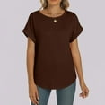 thumbnail image 4 of Besolor Summer Tunic Tops for Women Crewneck Short Sleeve T-Shirts Casual Solid Color Basic Blouse Tees, 4 of 9