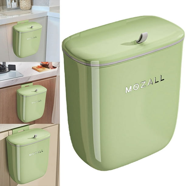 Bsvklp Papelera para Puerta Armario Con Tapa Suministros para El (12L Verde)