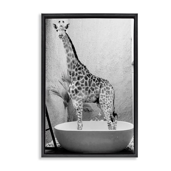 Stupell Industries Safari Bath Standing Tall Black Framed Floater Canvas Wall Art, design by SD Graphics Studio