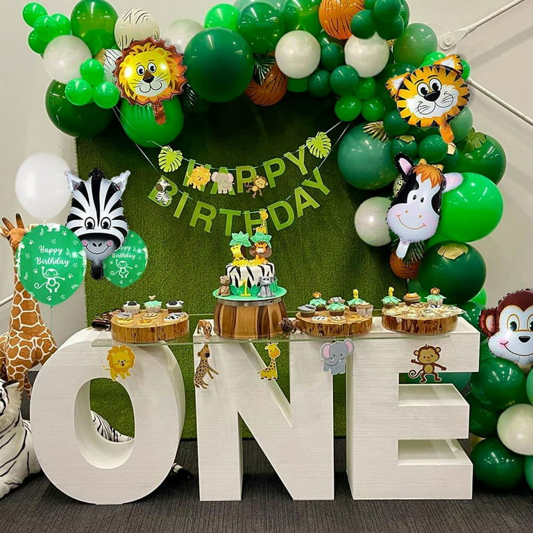 Woodland Baby Shower Decorations, 54PCS Animal Birthday Party Decors for  Kids Wild Happy Birthday Banner Jungle Safari Theme Party Supplies Pack