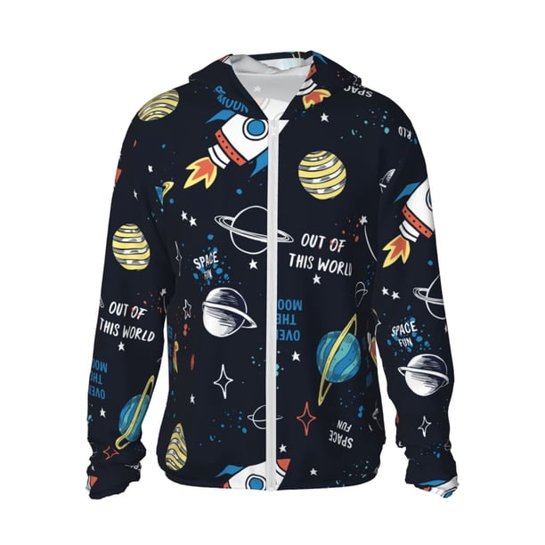 Balery Space Sudadera ligera de manga larga con capucha y protección solar UPF 50+ para hombre y mujer, ideal para pesca y running-3X-Large