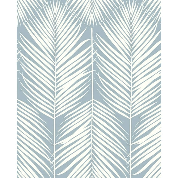 Seabrook Designs Light Blue Palm Silhouette Prepasted Wallpaper
