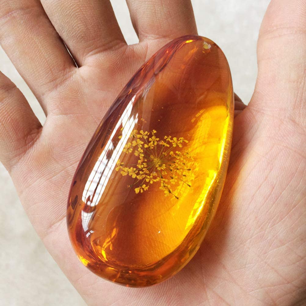 Vosarea 1Piece Amber Fossil with Insects Samples Stones Crystal Specimens Home Decorations Collection Oval Pendant Random Pattern 