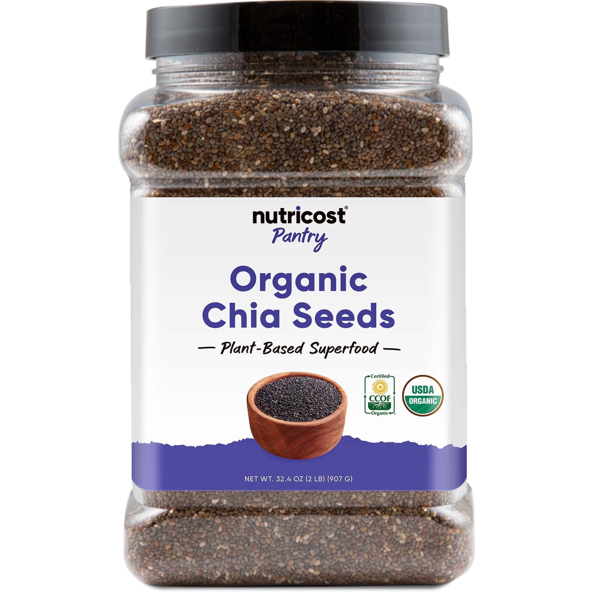 Nutricost Pantry Organic Chia Seeds (2 lbs) - Plant Based Superfood, Vegan, GMO-Free