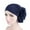 Navy Blue, variant on Eosunjian Women Exaggerated Flower Decor Turban Hat Solid Color Elastic Bonnet Beanie Hat Soft Breathable Pullover Hat Streetwear Navy Blue