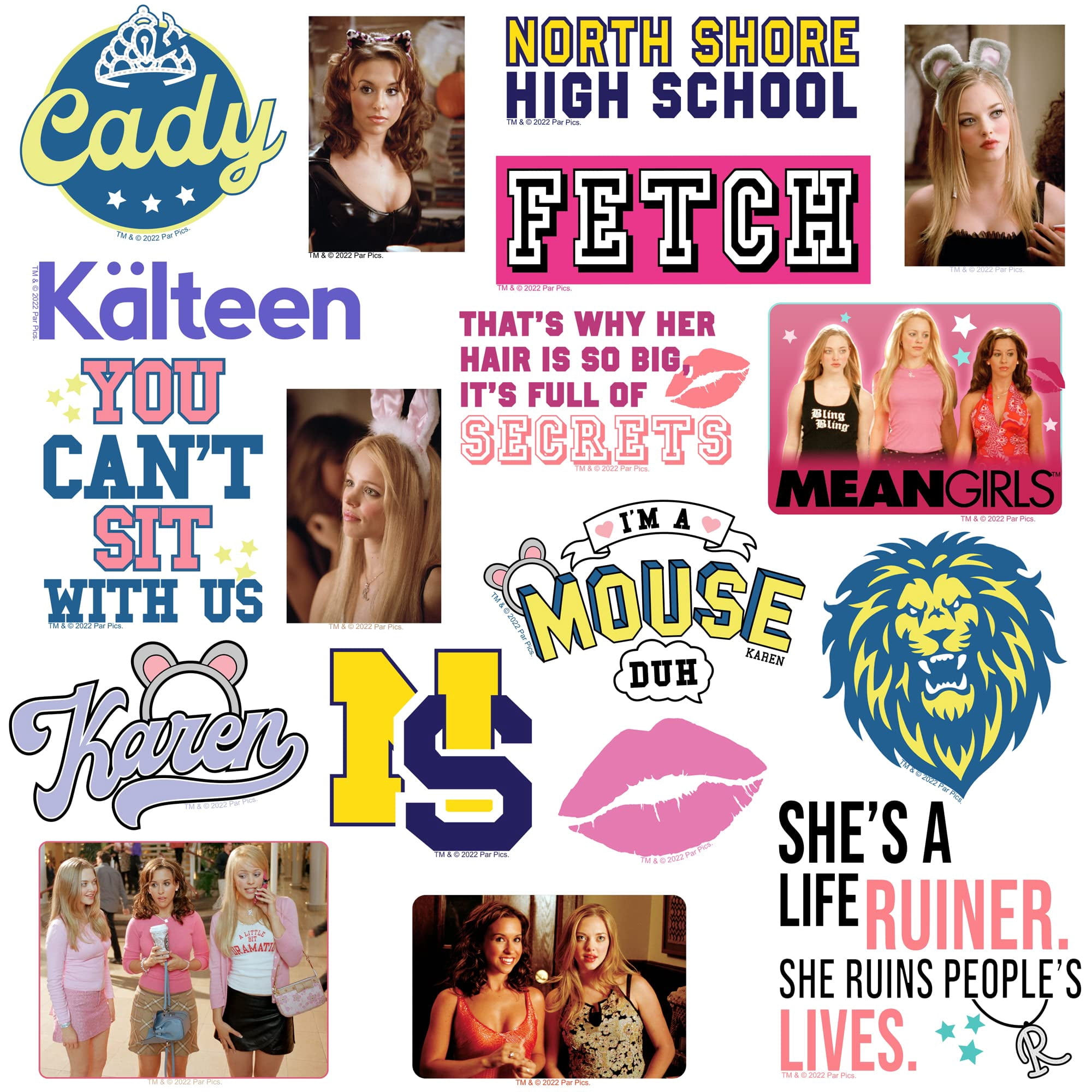 Mean Girls 200ct Vinyl Large Deluxe Stickers Variety Pack  Die Cut Decals for Laptop, Water Bottle, Scrapbooking, Tablet, Indoor/Outdoor