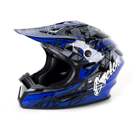 Cyclone ATV MX Motocross Dirt Bike Off-Road Helmet DOT/ECE Approved- Blue