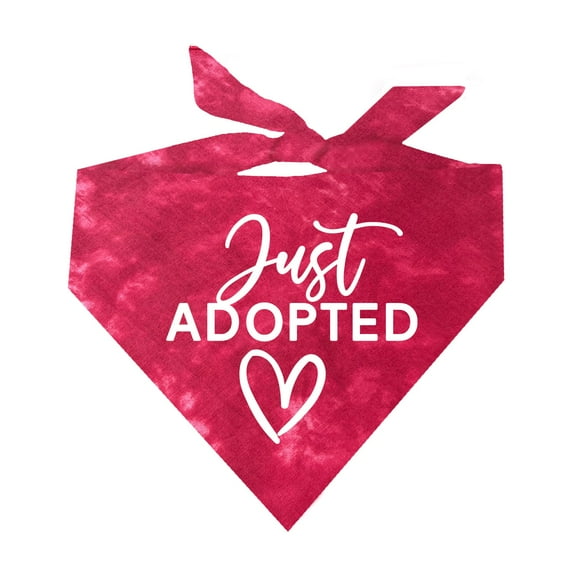 Just Adopted Heart Scrunch Tie Dye Pattern Triangle Dog Bandana