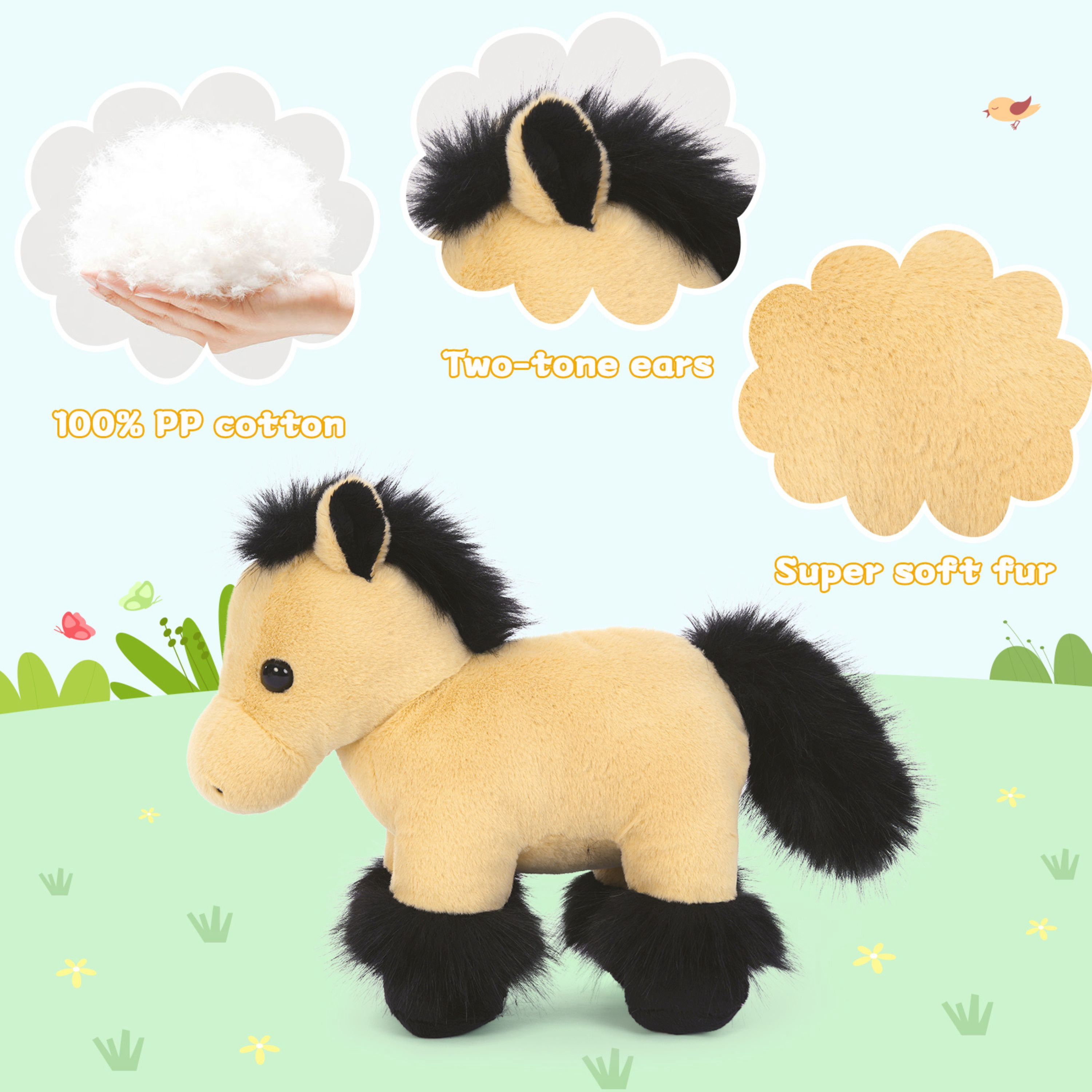 Tezituor 4Pcs Horse Stuffed Animal Bulk Stuffed Animal Horse Plush Toy