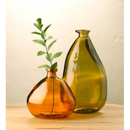 Recycled Glass Balloon Vases Set Of 2 Brown Amber Walmart Com