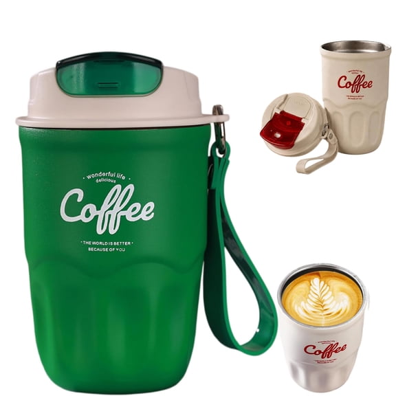 Borikese Coffee Vacuum Flask, 12 oz Vacuum Insulated Mug with Temperature Display, Leak Resistant Lid for Coffee, Home, Work and Travel Use