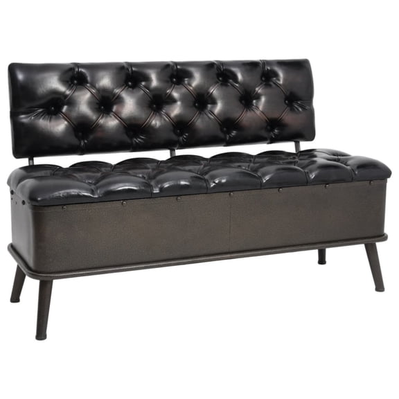 Casafoyer Storage Bench with Backrest 43.3" Black Faux Leather