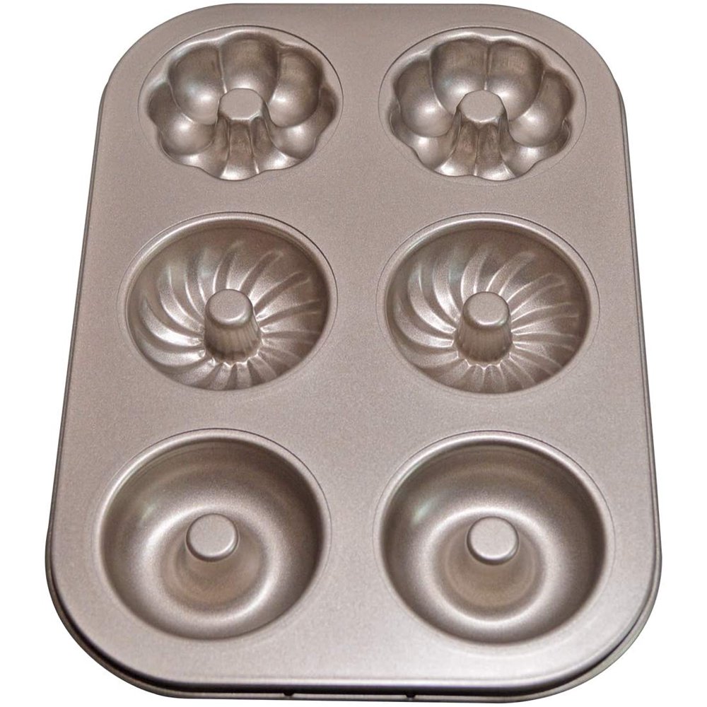 Donut Pans, Nonstick 6 Cavity Doughnut Pan with 3 Patterns, Carbon