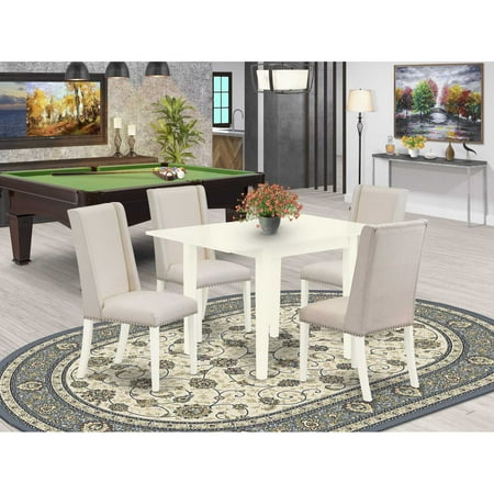 East West Furniture Dining Room Set Linen White NDFL5-LWH-01 East West Furniture Dining Room Set Linen White NDFL5-LWH-01