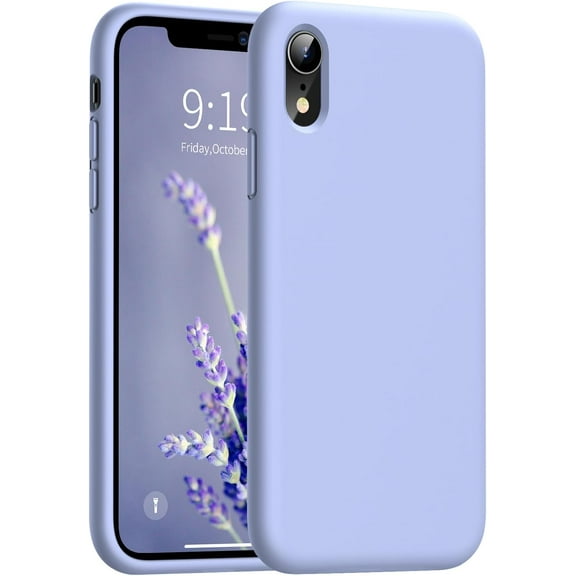 iPhone XR Case, Full Covered Shockproof Phone Case Flexible Liquid Silicone Gel Rubber Cover, Slim Fit Protective Phone Case 6.1 inch with Soft Anti-Scratch Microfiber Lining(Light Purple)