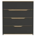 thumbnail image 1 of FM Furniture California Modern Commode de Chambre en Bois à 4 Tiroirs, Noir/chêne Clair, 1 of 7