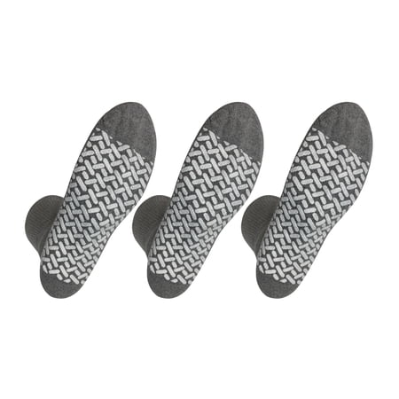 Personal Touch Unisex Crew Length Comfortable Hospital Slipper Socks Size 10-13 Pack of 3 (Dark Gray)