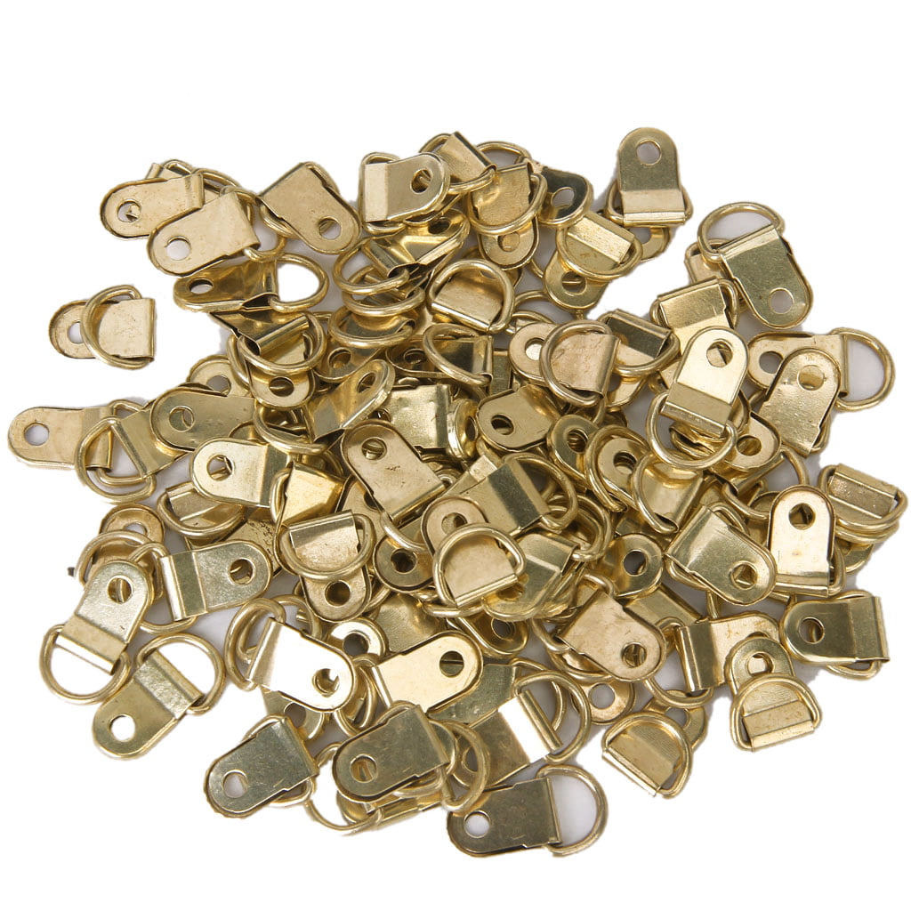 100pcs Small Triangle D-Ring Single Hole Picture Frame Hangers Holders w/Screws