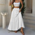 thumbnail image 2 of Tiered Maxi Skirt with Pockets, Boho Ruffle Layered High Waisted Long Skirt, Casual Flowy Smocked Paperbag Waist Slacks, 2 of 7
