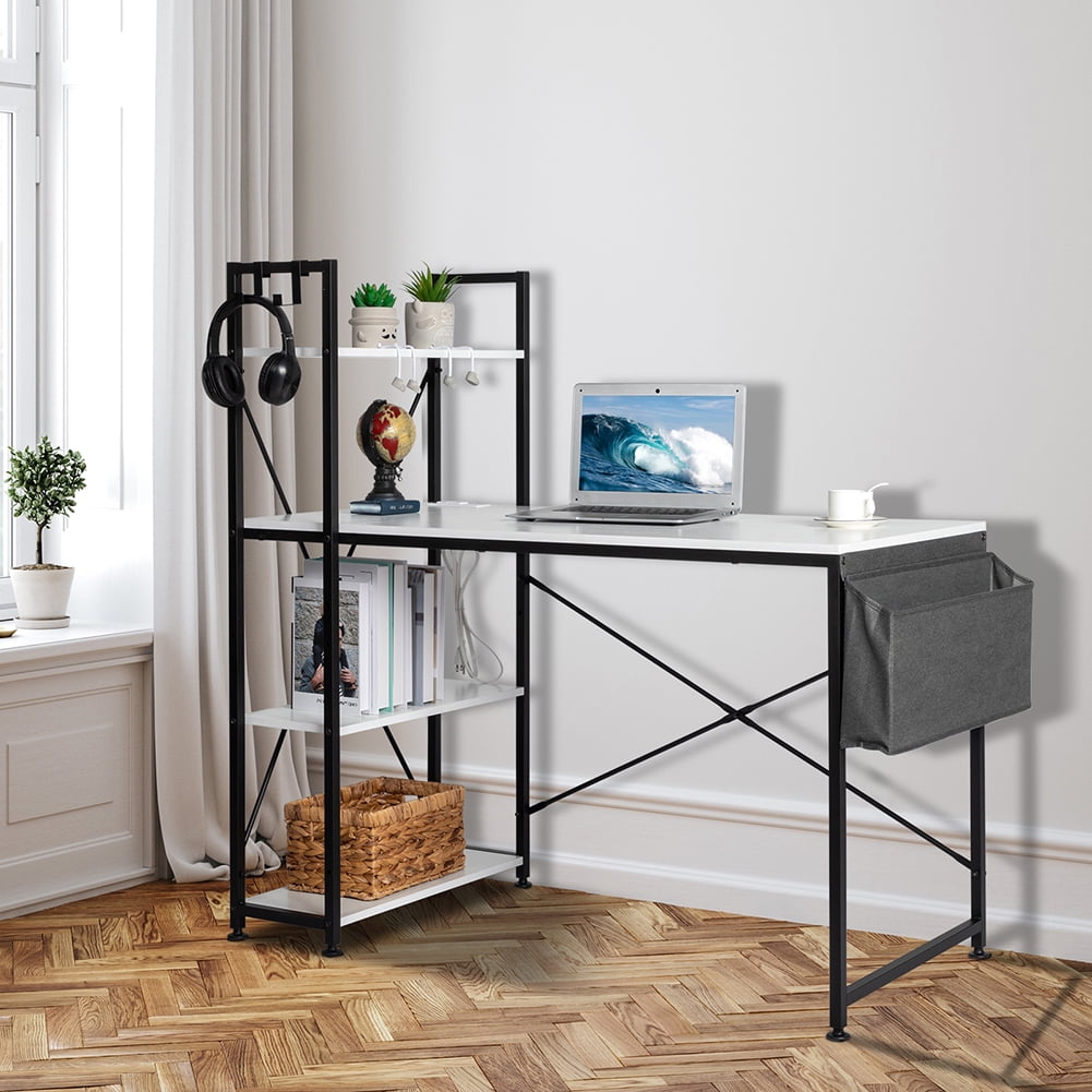 Kadyn Computer Desk, Side Storage Desk with Non-woven Bag and USB Power Port, Durable Study Table for Home, White Kadyn Computer Desk, Side Storage Desk with Non-woven Bag and USB Power Port, Durable Study Table for Home, White