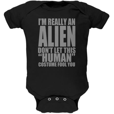 

Halloween Human Alien Costume Soft Baby One Piece Black 9-12 M