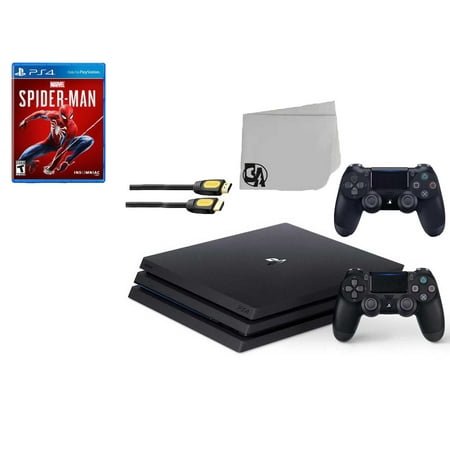Pre-Owned Sony PlayStation 4 Pro 1TB Gaming Console Black 2 Controller Included with Spider-Man BOLT AXTION Bundle