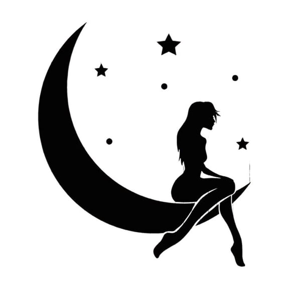 Vinyl Wall Decal Good Night Stars Crescent Sexy Naked Girl Stickers Mural Large Decor