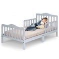 thumbnail image 1 of Costway Lit en Bois pour Enfants et Tout-Petits avec Garde-Corps Gris, 1 of 10